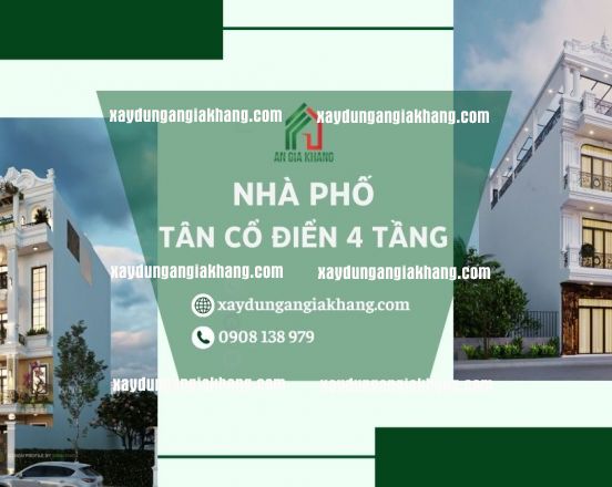 Mẫu nhà phố tân cổ điển 4 tầng sang trọng, hiện đại