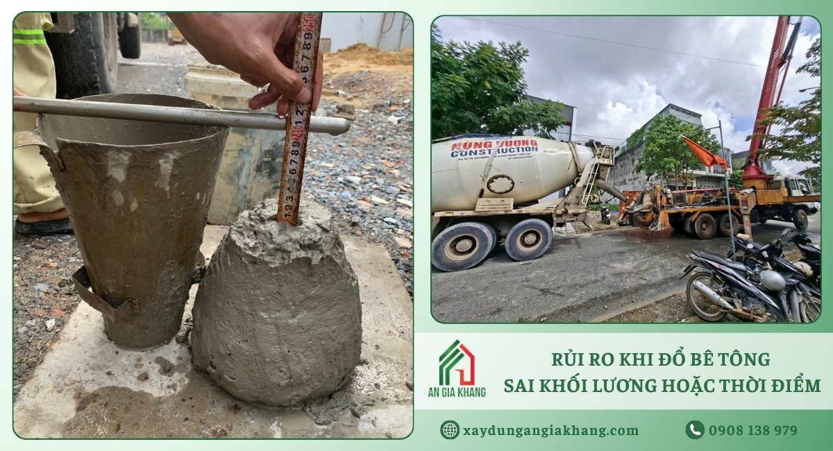 Rủi ro khi đổ bê tông sai khối lượng hoặc thời điểm