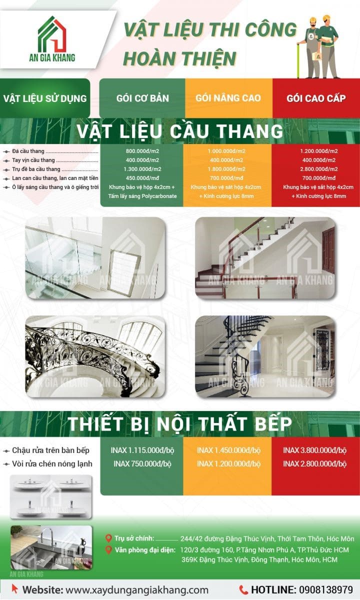 vật liệu cầu thang thiết bị nội thất bếp An Gia Khang