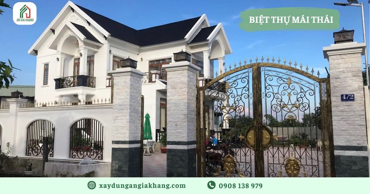 Biệt thự hiện đại 1 trệt 1 lầu mái Thái