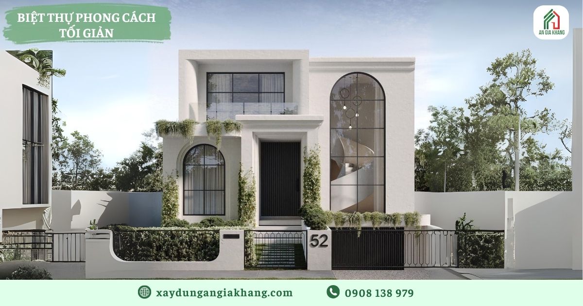 Biệt thự 1 trệt 1 lầu phong cách tối giản