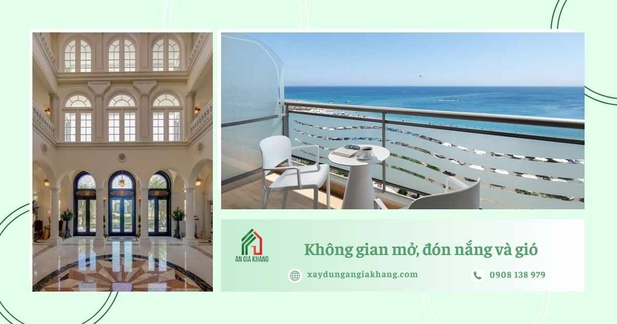 Không gian mở, đón nắng và gió