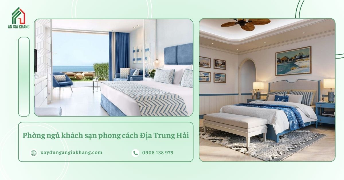 Phòng ngủ khách sạn phong cách Địa Trung Hải