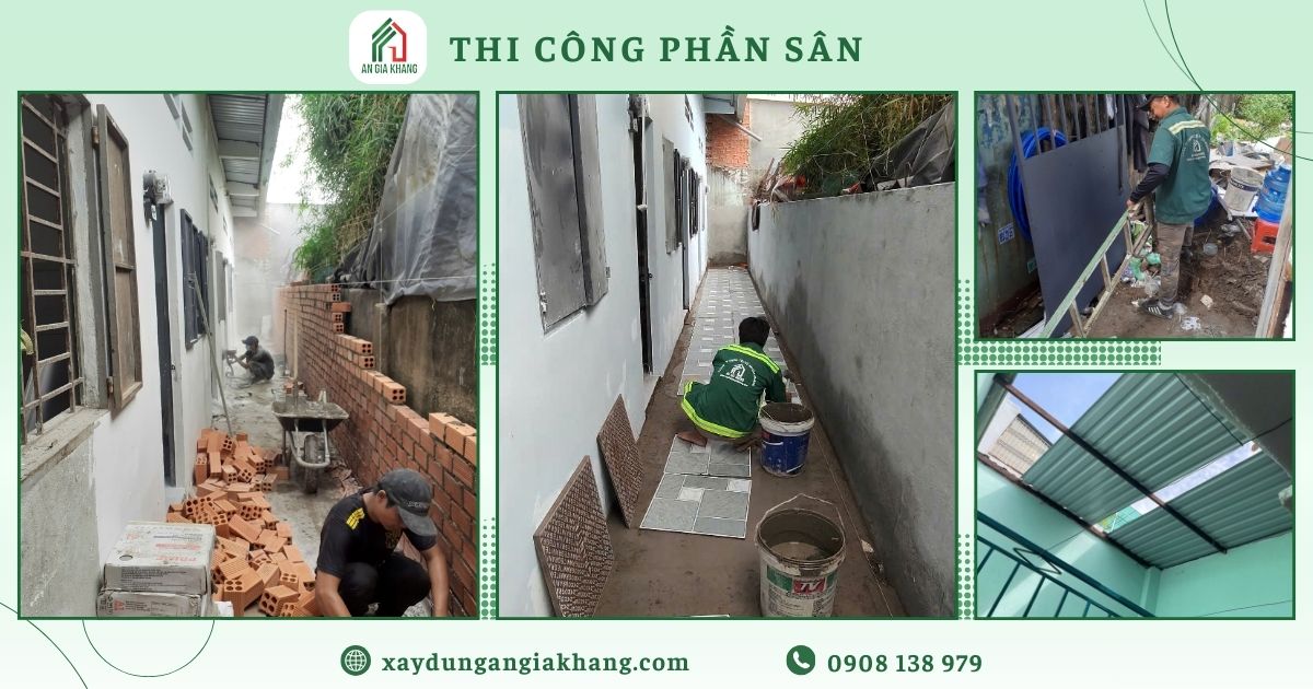 Thi công phần sân