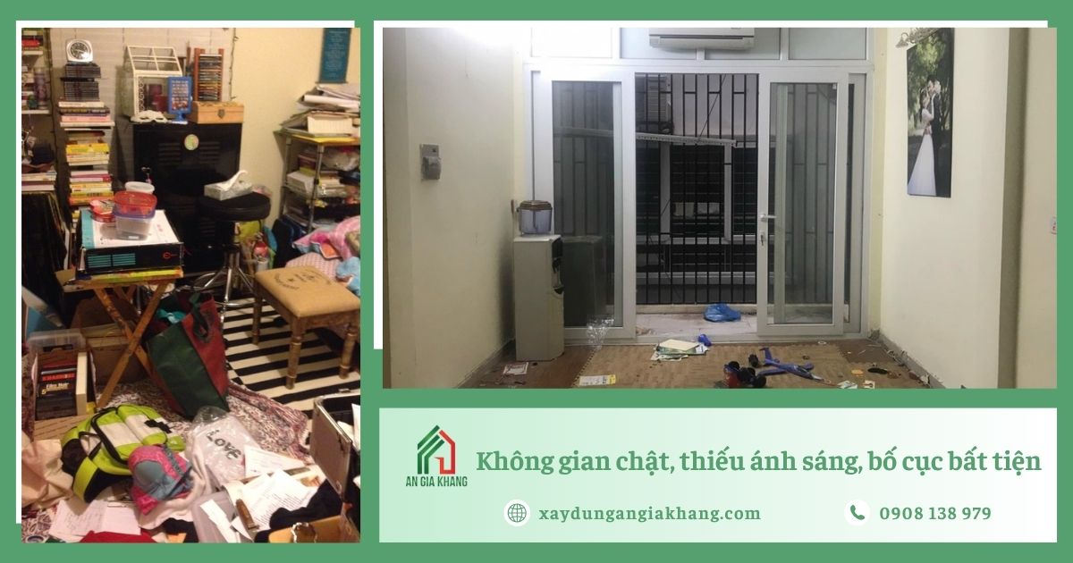 Không gian chật, thiếu ánh sáng, bố cục bất tiện