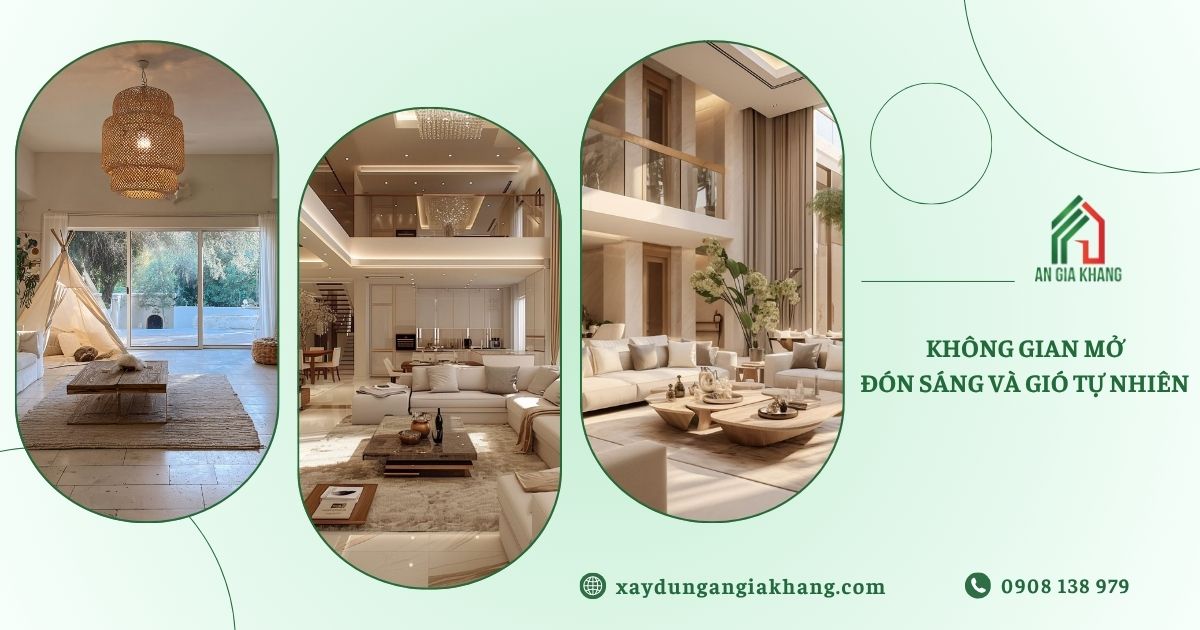 Không gian mở, đón sáng và gió tự nhiên