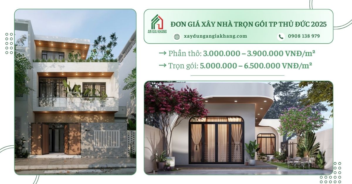 Đơn giá xây nhà trọn gói TP Thủ Đức năm 2025