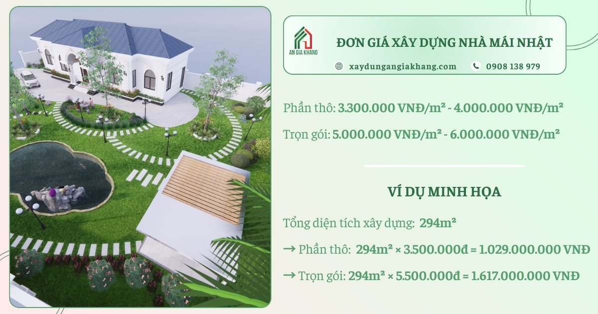 Đơn giá xây dựng nhà mái Nhật