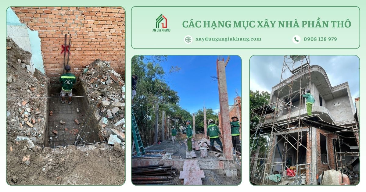 Các hạng mục xây nhà phần thô 