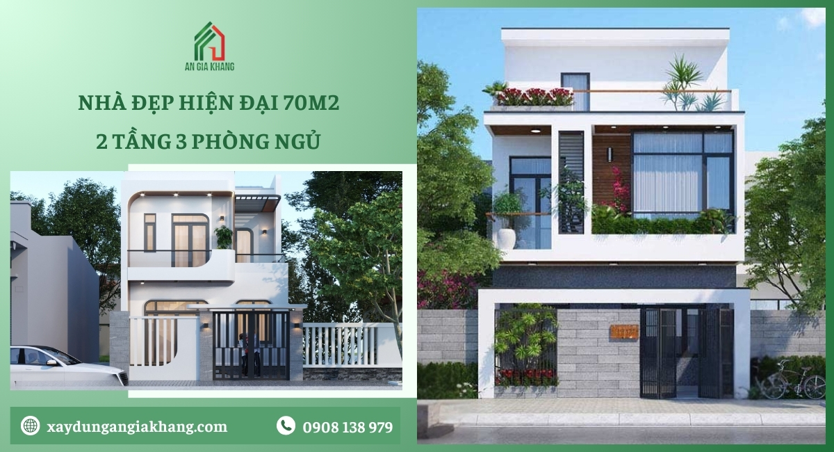 Nhà đẹp hiện đại 70m2 2 tầng 3 phòng ngủ