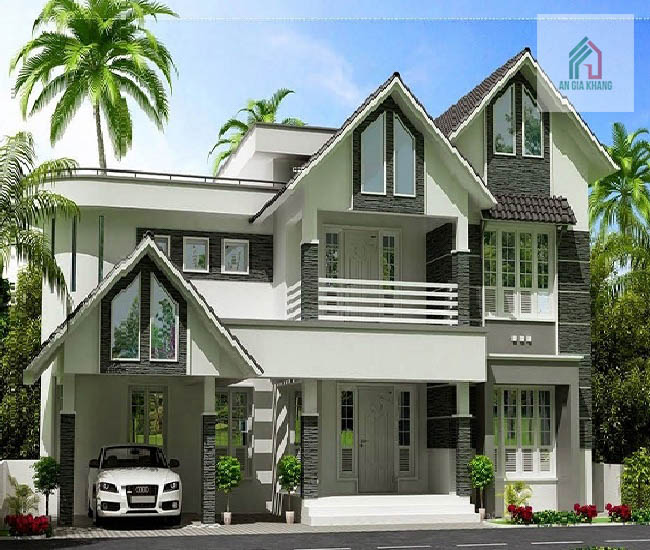mẫu thiết kế nhà 2 tầng mái Thái