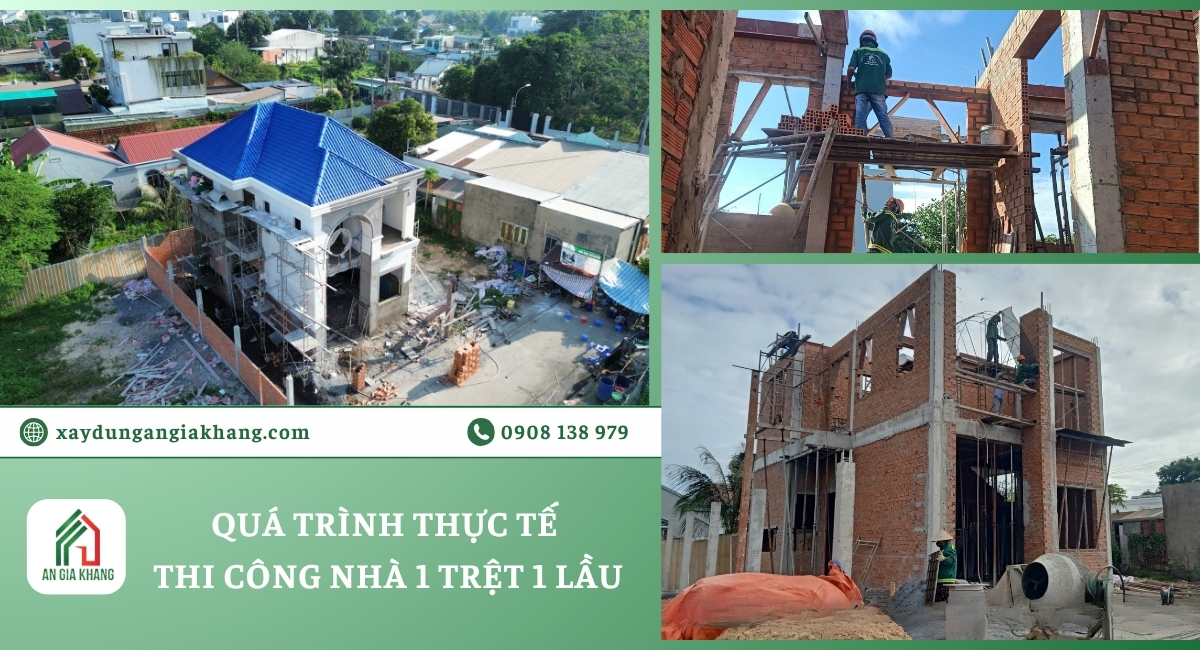 Quá trình thực tế thi công nhà trọn gói 1 trệt 1 lầu