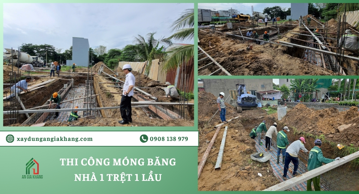 Dọn mặt bằng và thi công móng băng