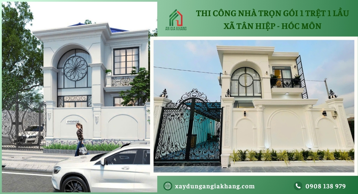 Thi công trọn gói nhà 1 trệt 1 lầu tại Hóc Môn