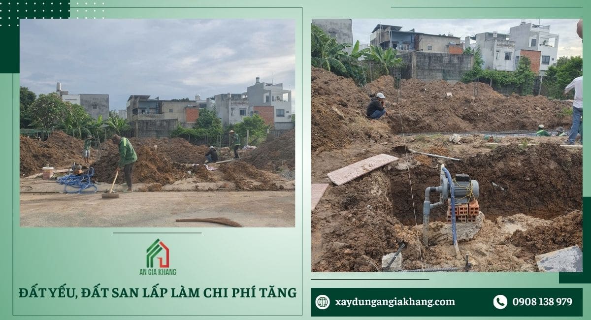 Đất yếu, đất san lấp làm chi phí tăng