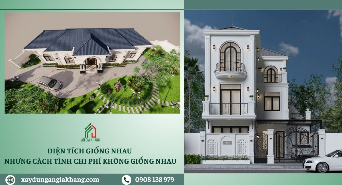 Diện tích giống nhau nhưng cách tính chi phí không giống nhau