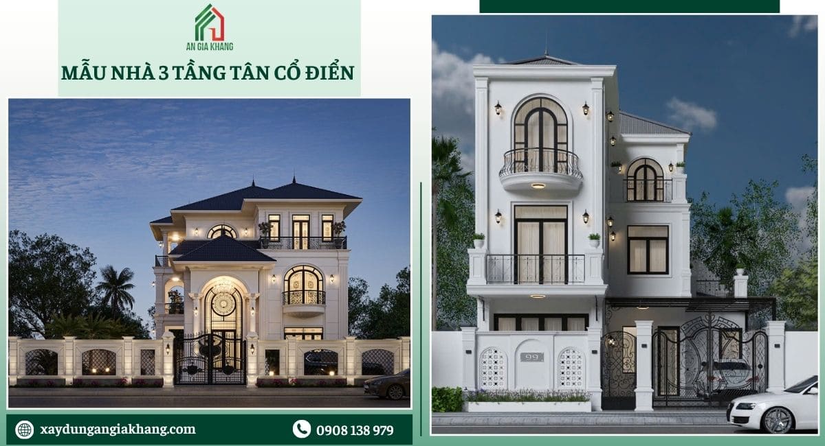 Mẫu nhà 3 tầng tân cổ điển