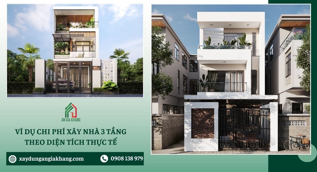 Ví dụ chi phí xây nhà 3 tầng theo diện tích thực tế