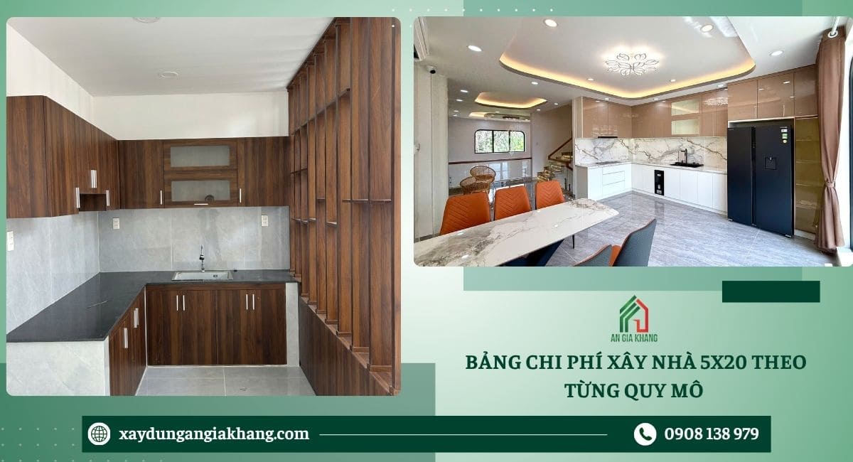 Bảng chi phí xây nhà 5x20 theo từng quy mô