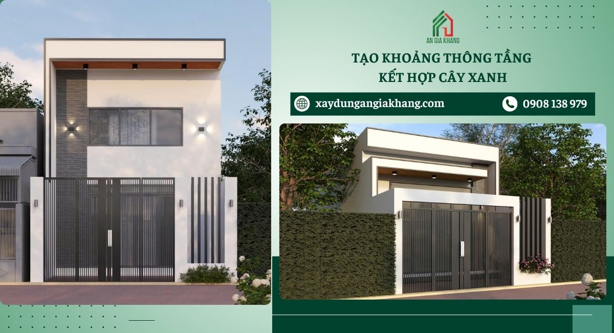 Tạo khoảng thông tầng kết hợp cây xanh