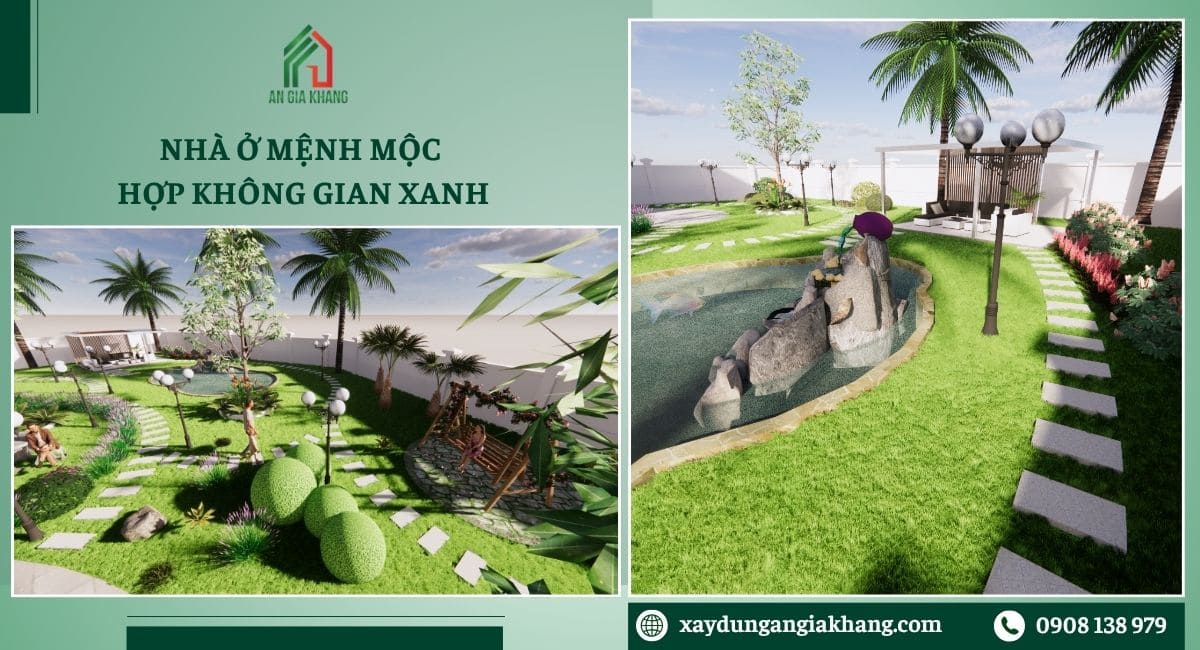 Nhà ở nhiều cây xanh và vật liệu gỗ tạo cảm giác gần gũi thiên nhiên