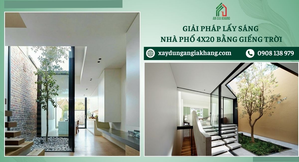 Giải pháp giếng trời giúp nhà phố 4x20 lấy sáng và thông gió tự nhiên