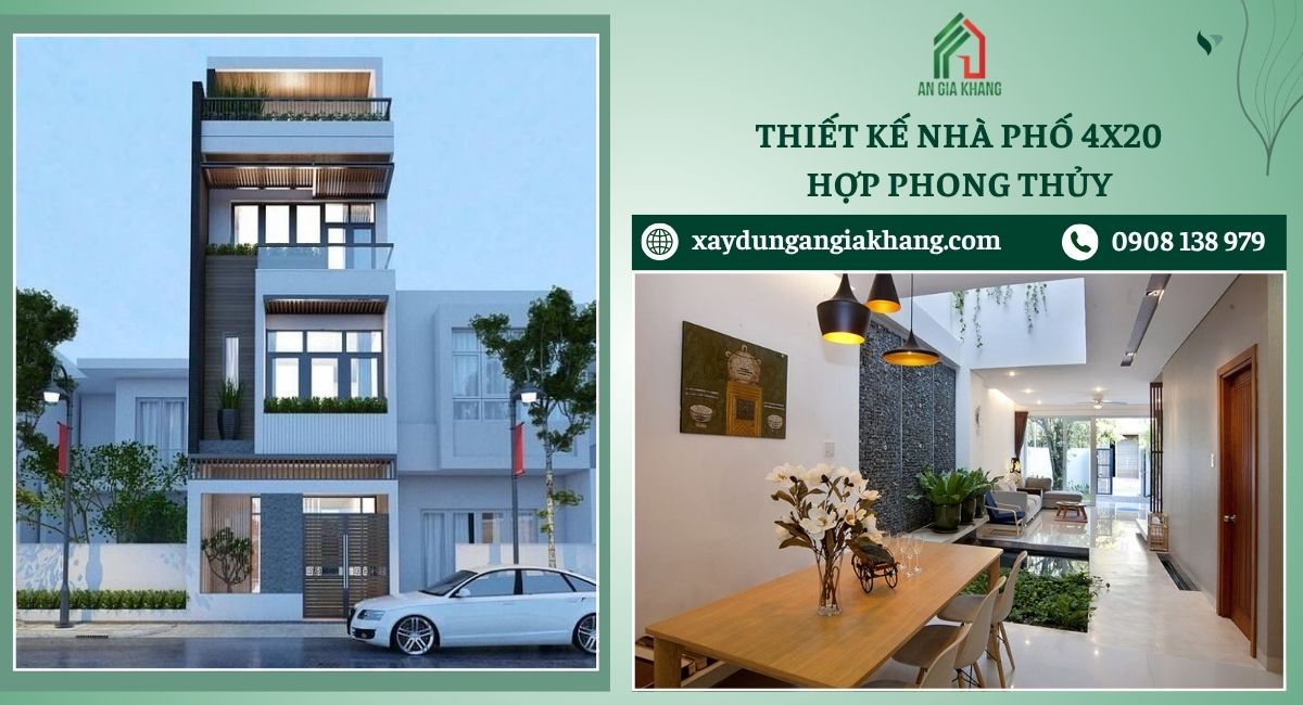 Thiết kế nhà phố 4x20 hợp phong thủy giúp cân bằng không gian sống
