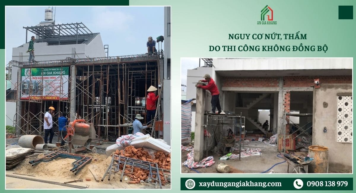 Nguy cơ nứt, thấm do thi công không đồng bộ