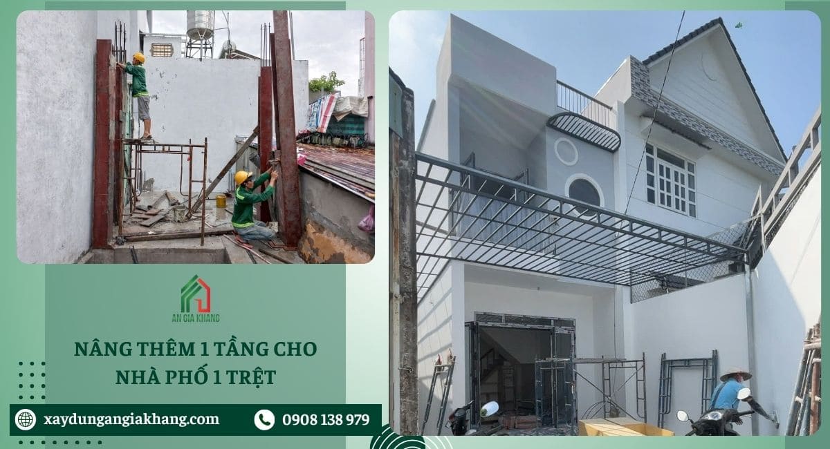 Nâng thêm 1 tầng cho nhà phố 1 trệt