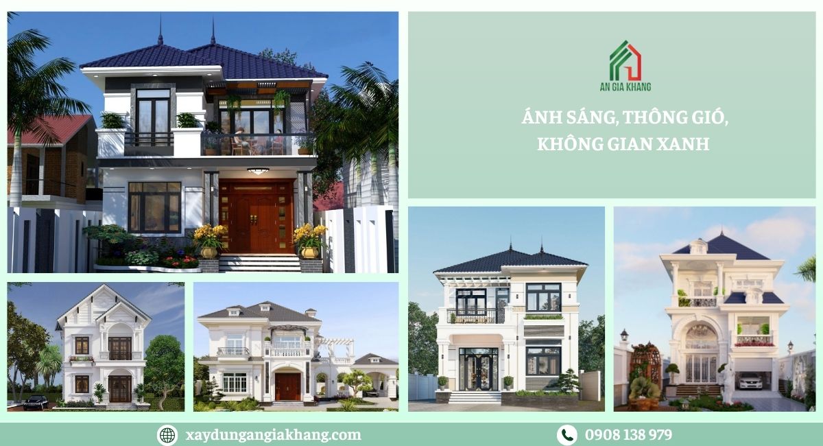 Không gian tối ưu ánh sáng, thông gió và không gian xanh