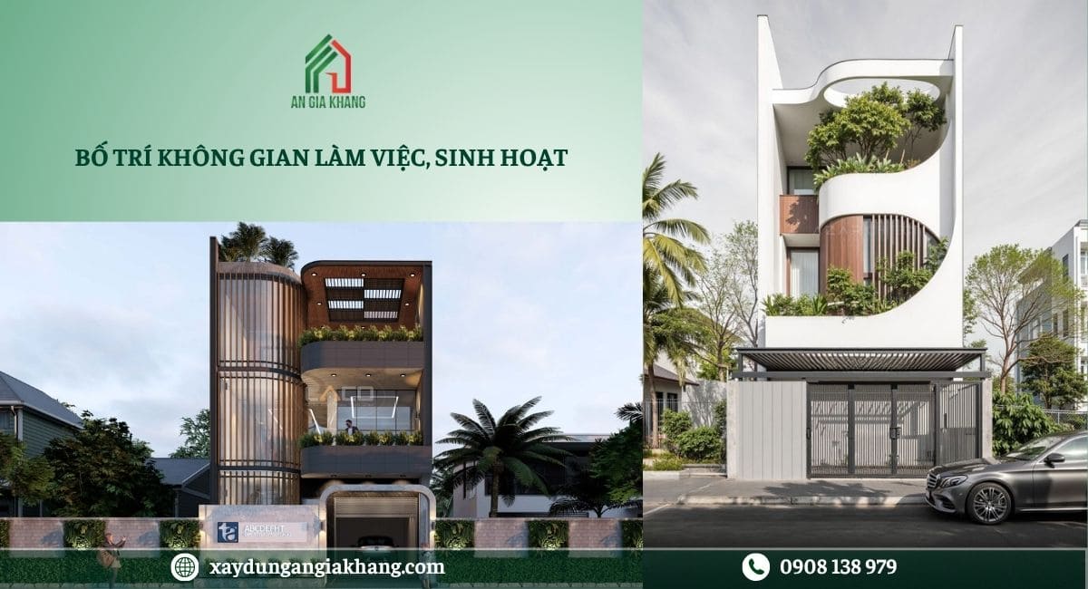 Bố trí không gian làm việc sinh hoạt 