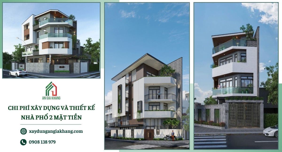 Chi phí xây dựng và thiết kế nhà phố 2 mặt tiền