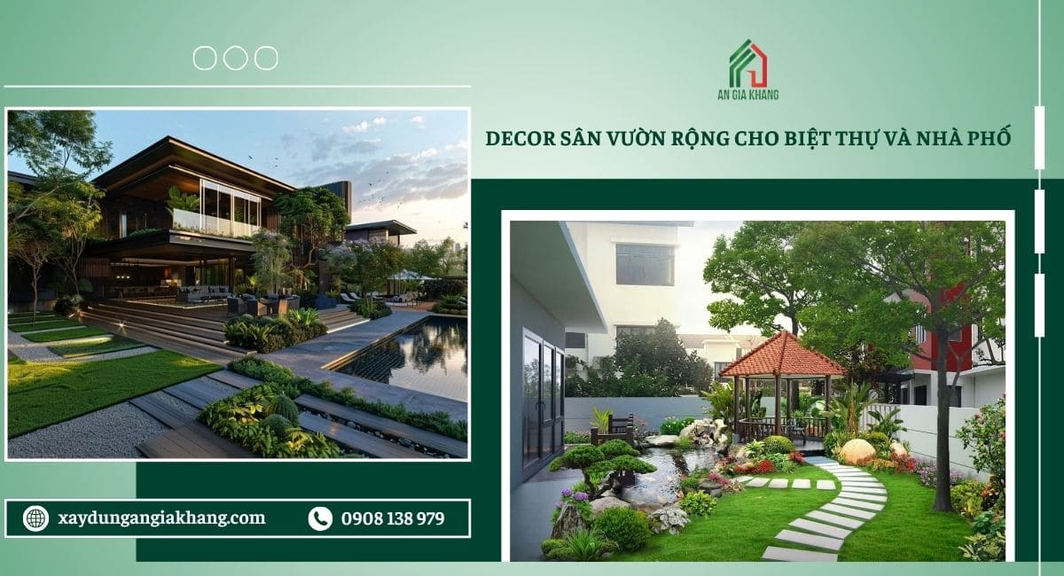 Decor sân vườn rộng cho biệt thự và nhà phố