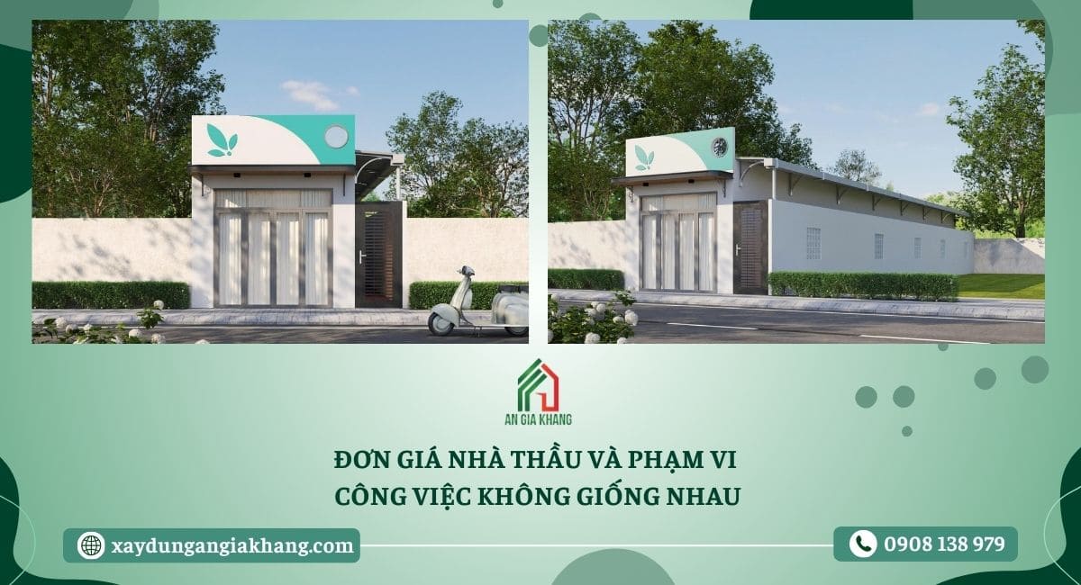 Đơn giá nhà thầu và phạm vi công việc không giống nhau