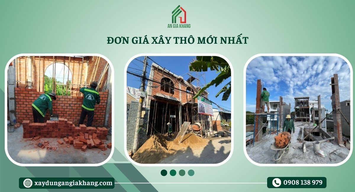 Đơn giá xây thô mới nhất