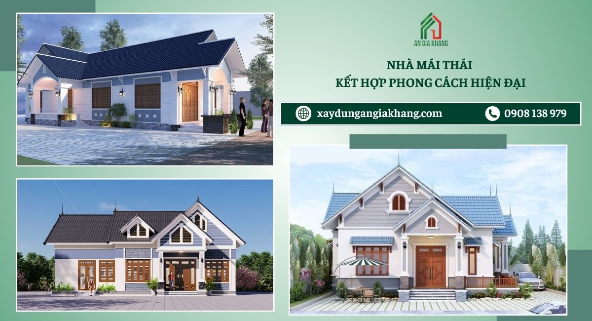 Nhà cấp 4 mái Thái kết hợp với phong cách hiện đại