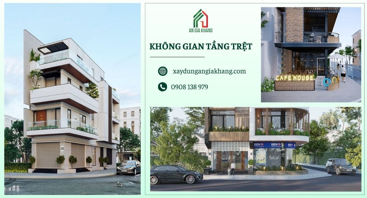 Khong gian tầng trệt nhà phố 2 mặt tiền