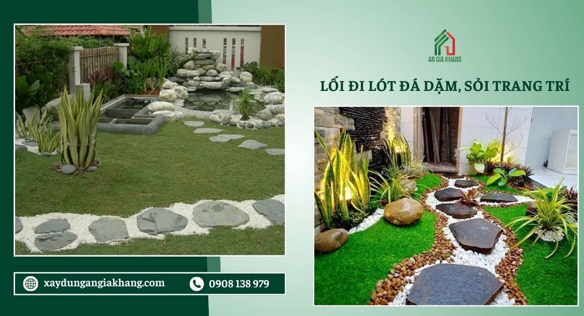 Lối đi lót đá dặm, sỏi trang trí