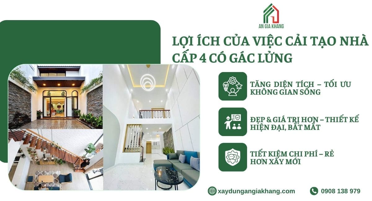 Lợi ích cùa việc cải tạo nhà cấp 4 có gác lửng 