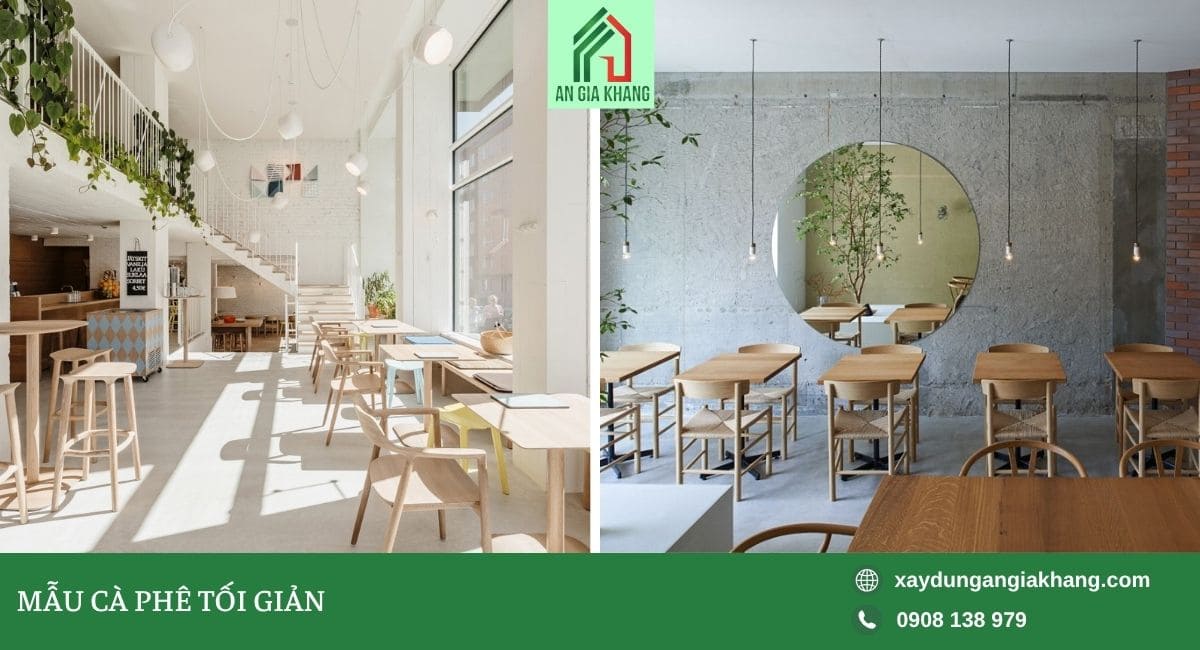 Mẫu quán cà phê phong cách tối giản
