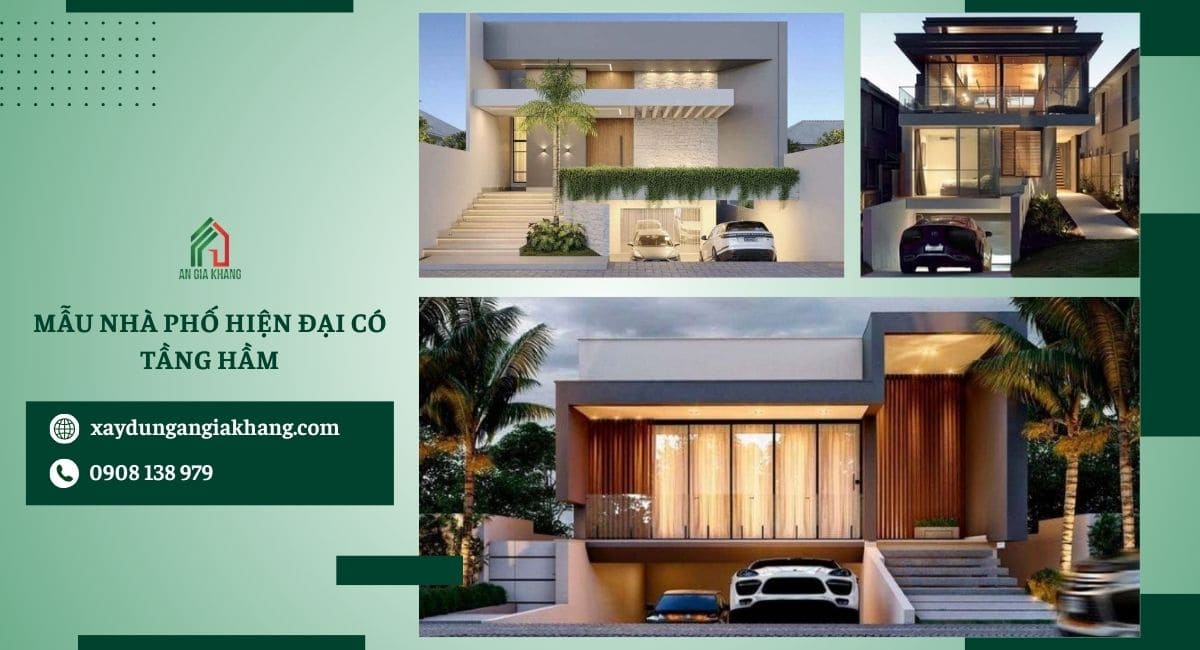 Mẫu nhà phố hiện đại có tầng hầm 