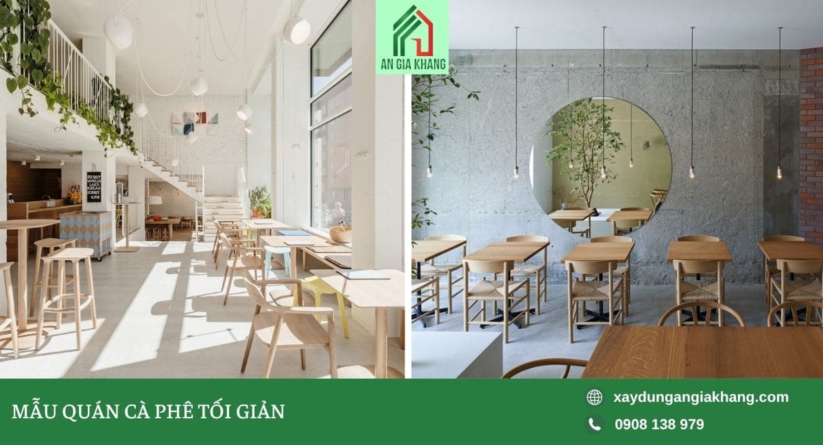 Mẫu quán cà phê phong cách tối giản