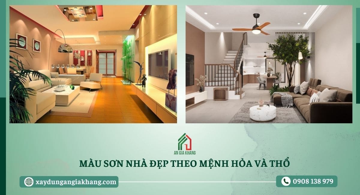 Màu sơn nhà đẹp theo mệnh hỏa và thổ