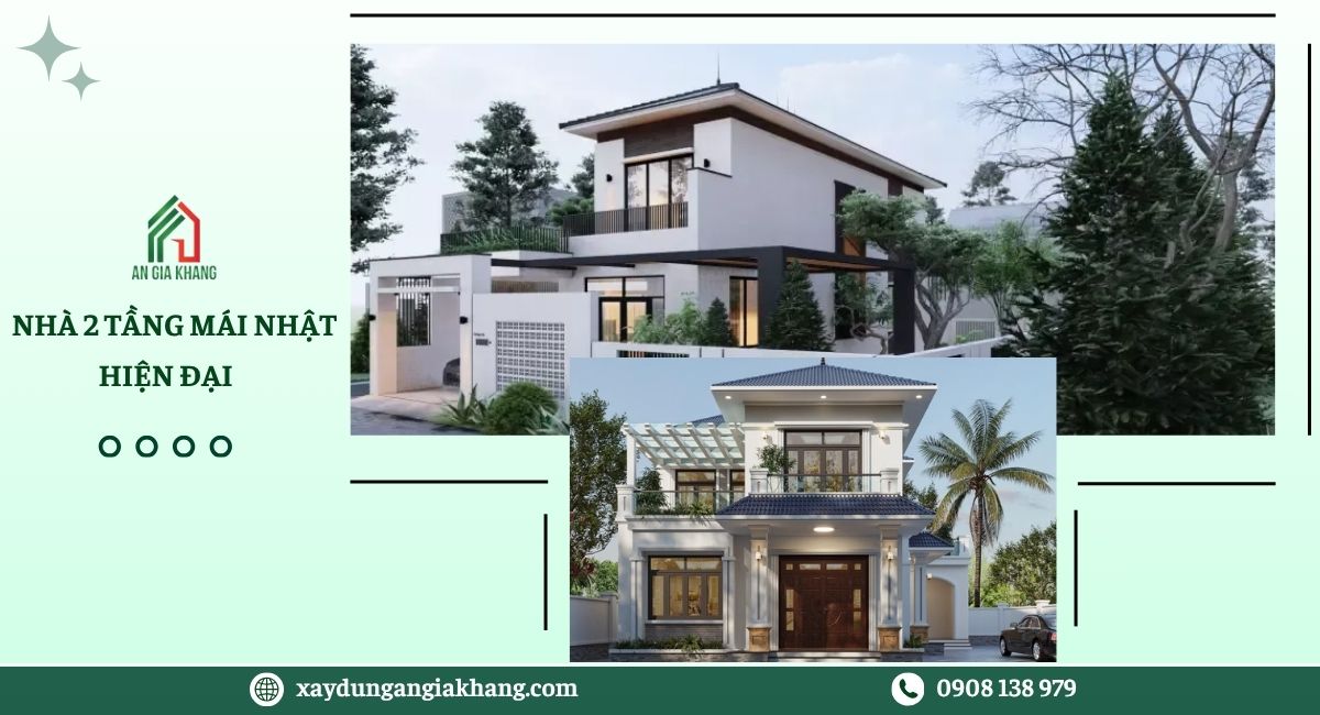 Nhà 2 tầng mái Nhật hiện đại