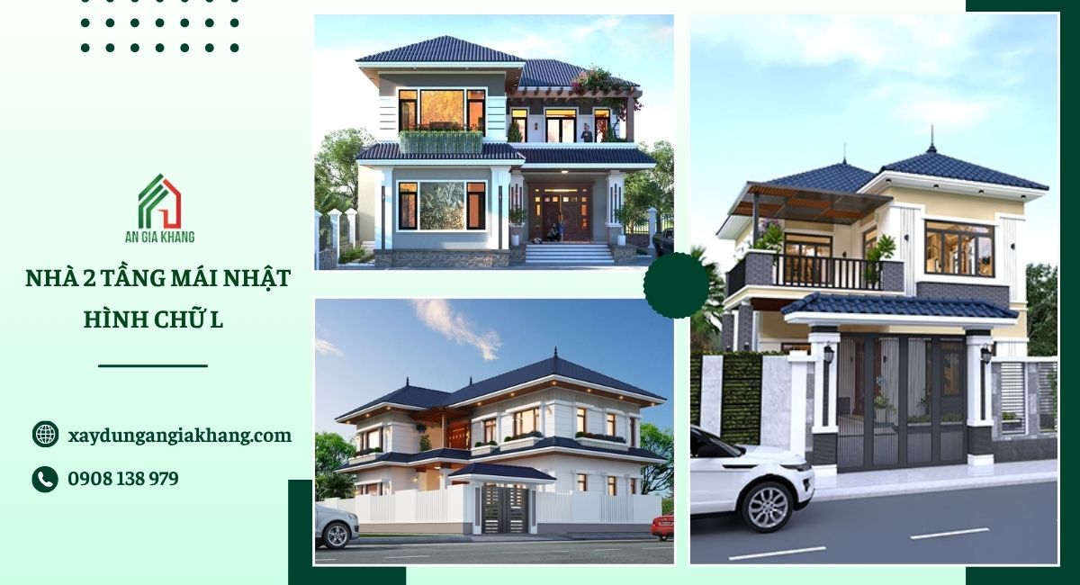 Nhà 2 tầng mái Nhật chữ L