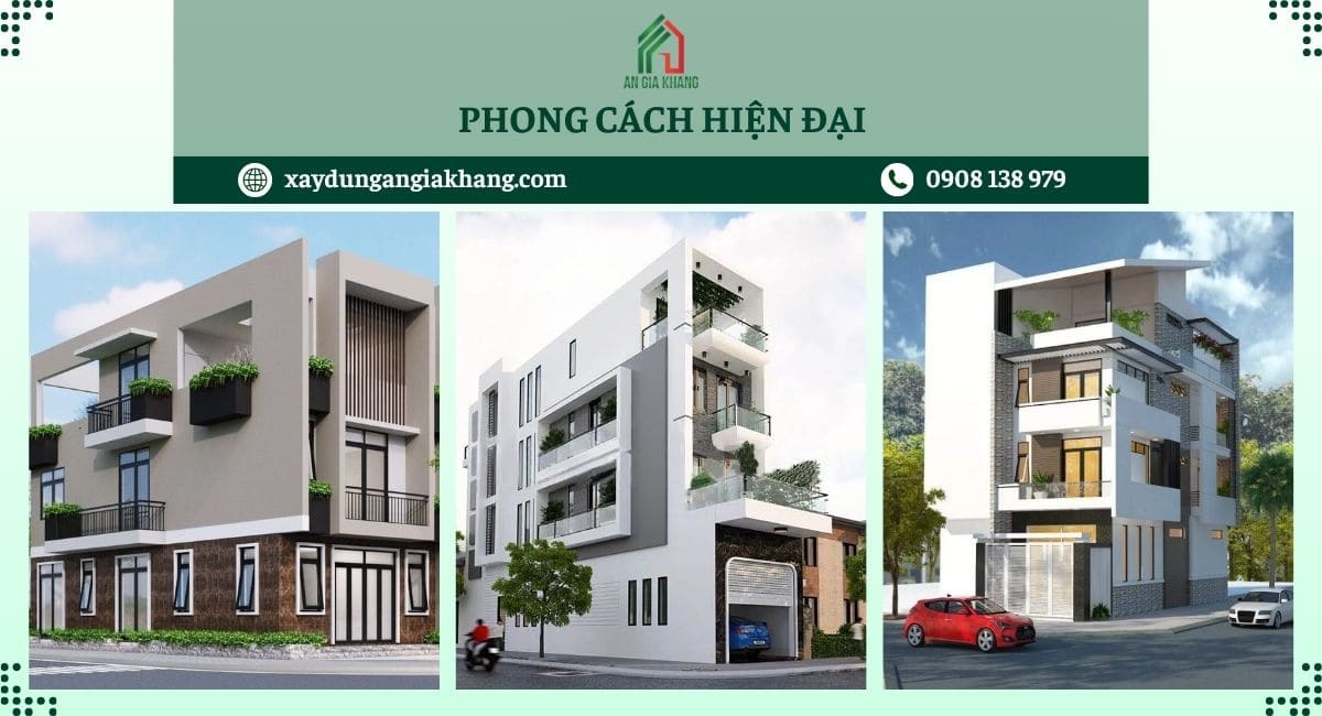 Nhà phố 2 mặt tiền phong cách hiện đại