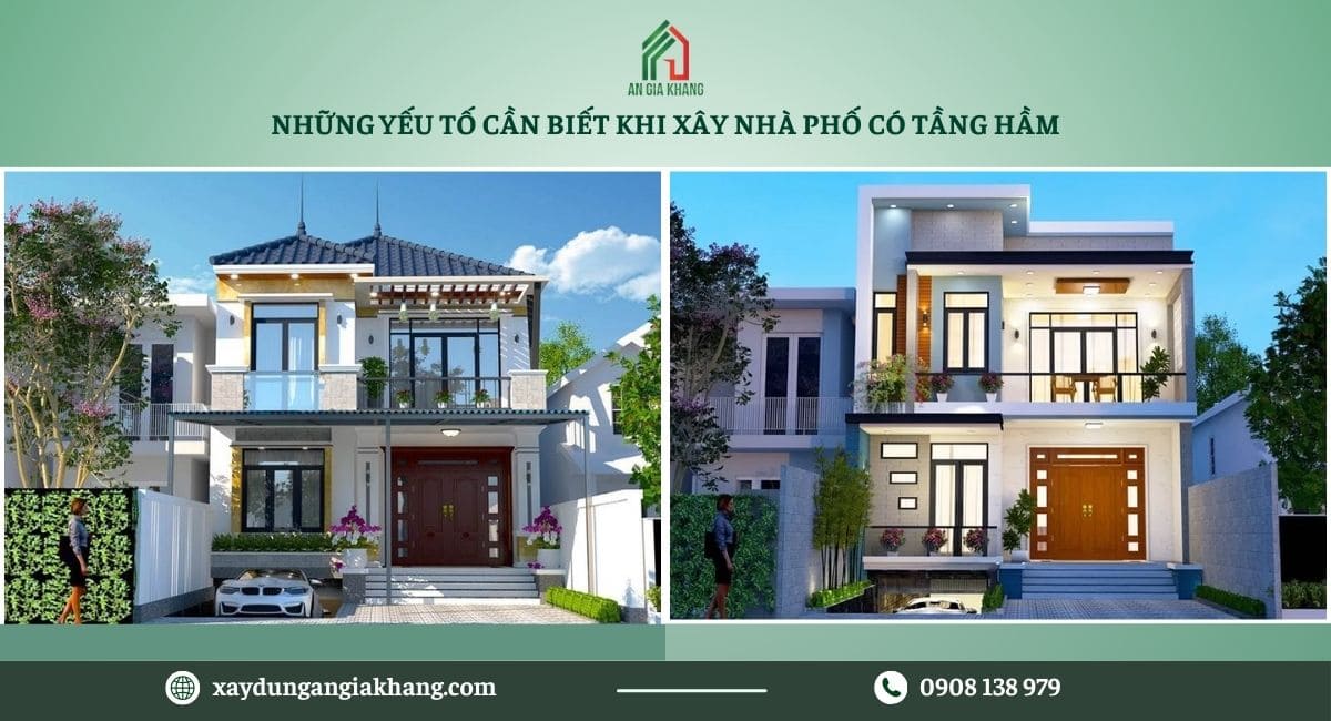 Những yếu tố cần biết khi xây nhà phố có tầng hầm