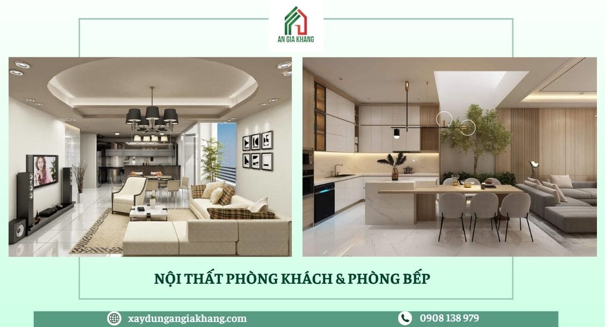 Nội thất phòng khách và phòng bếp