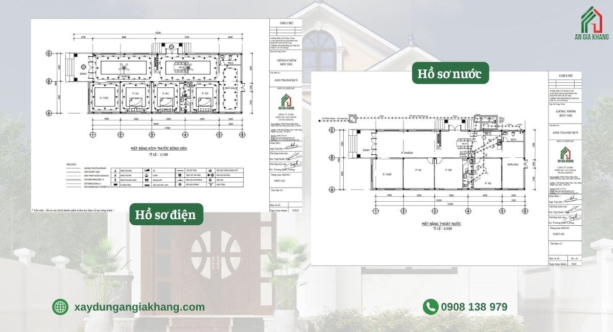 Hồ sơ phân phối điện nước nhà cấp 4