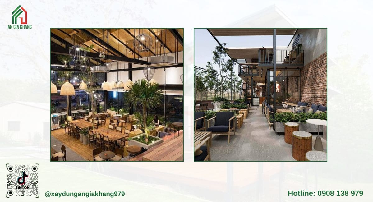 quán cafe, nhà xưởng tiền chế sân vườn